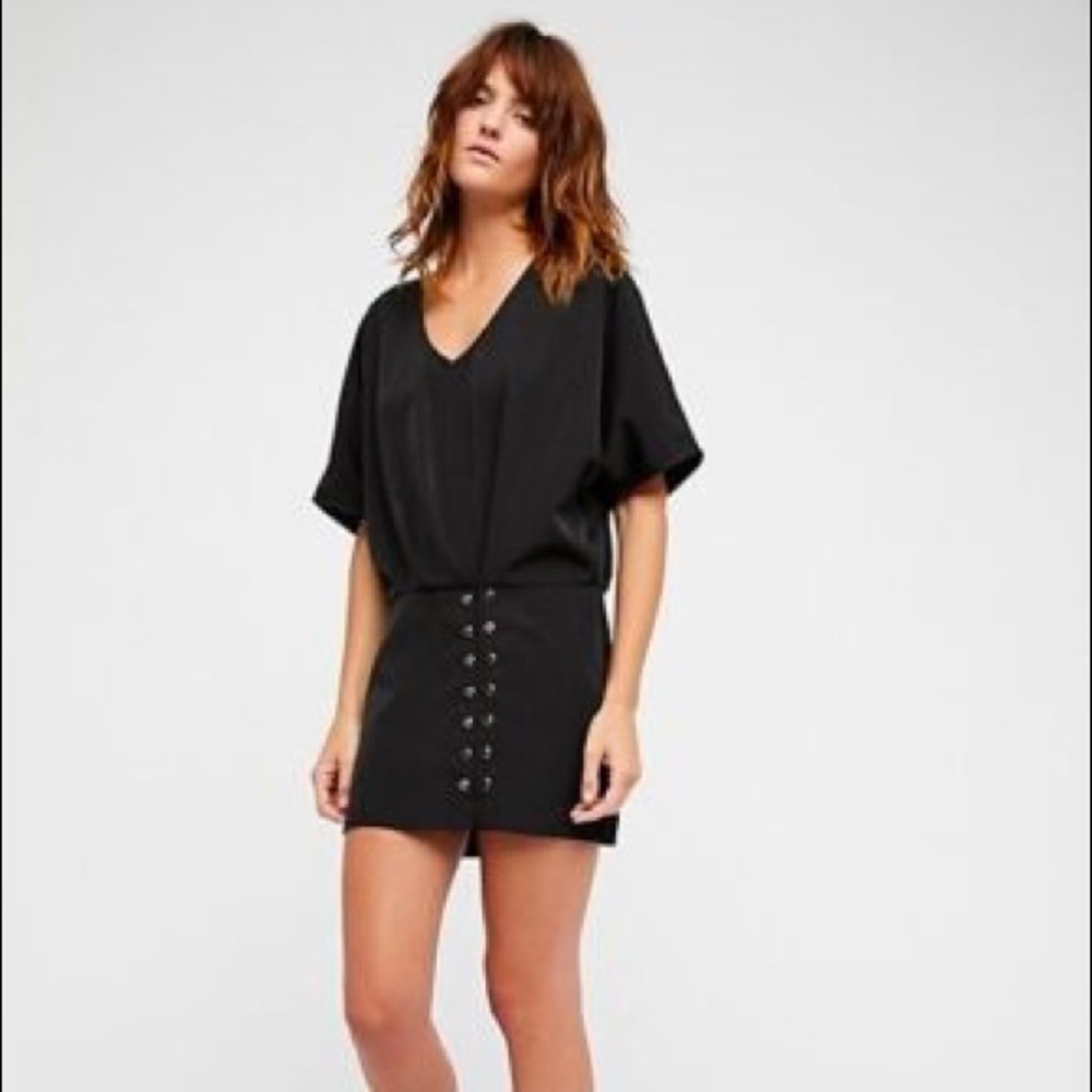 Free people Harper mini dress size 2 black button details